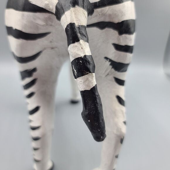 Leather Wrapped African Zebra Paper Mache Figure Statue Made In India - Picture 7 of 16